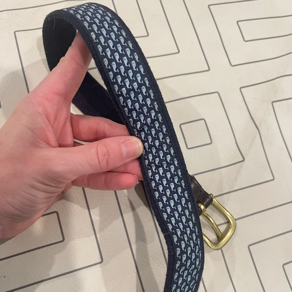 Vineyard Vines Brown and Blue Whale Belt